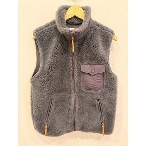 Best Made Co Wool Blend Sherpa Fleece Vest Small Gray Full Zip Outdoor